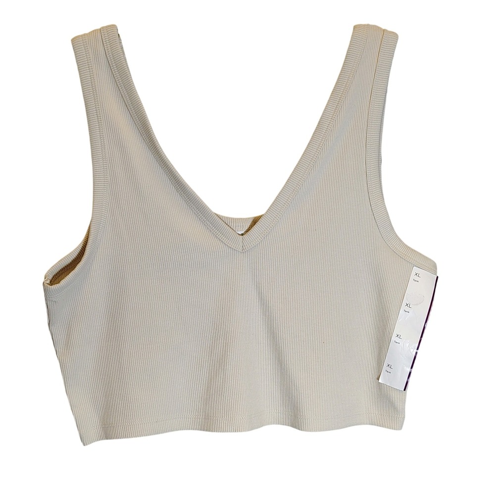 Wild Fable Reversible Ribbed Crop Tank Top Pumice Stone Beige XL‎ Coquette NWT